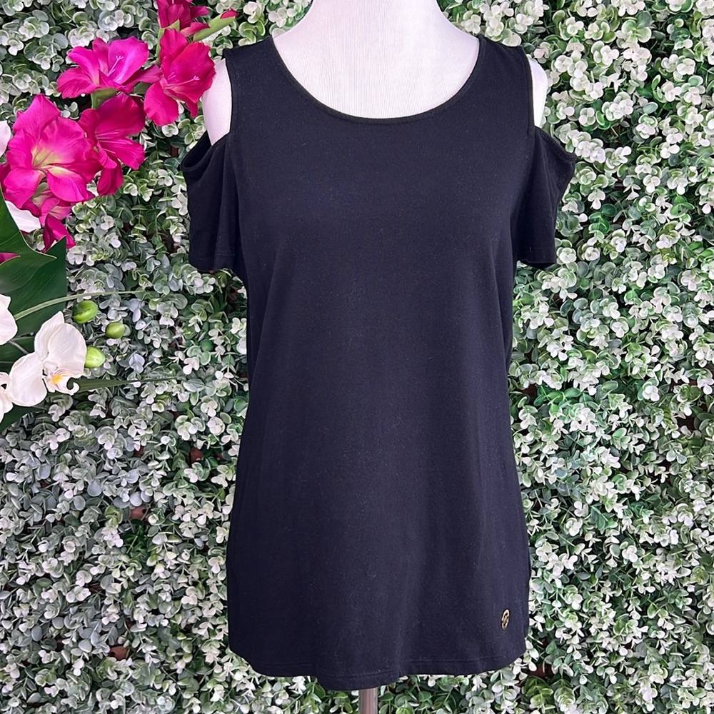 Michael Kors Cold Shoulder Black Top